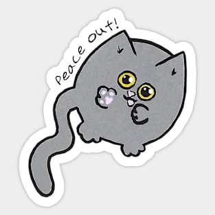 Peace Out Circle Cat Sticker